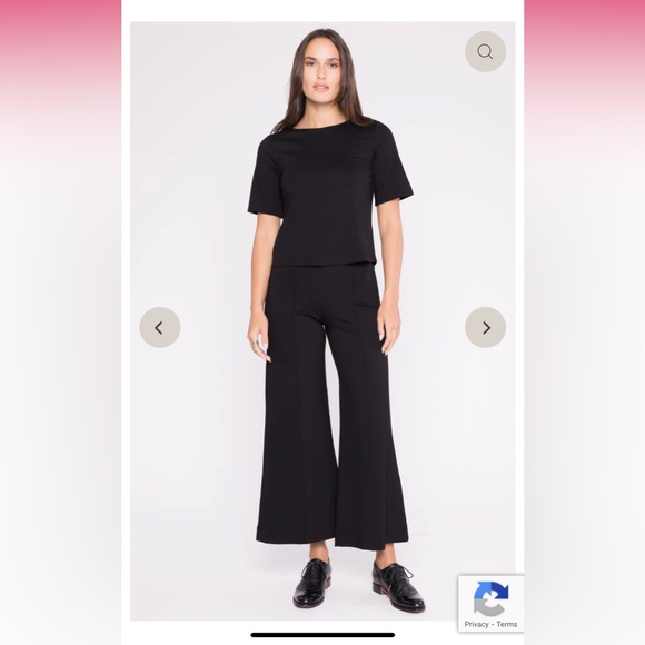 Ripley Rader  Los Angeles BLACK PONTE KNIT WIDE LEG PANT: CROPPED - Picture 3 of 8